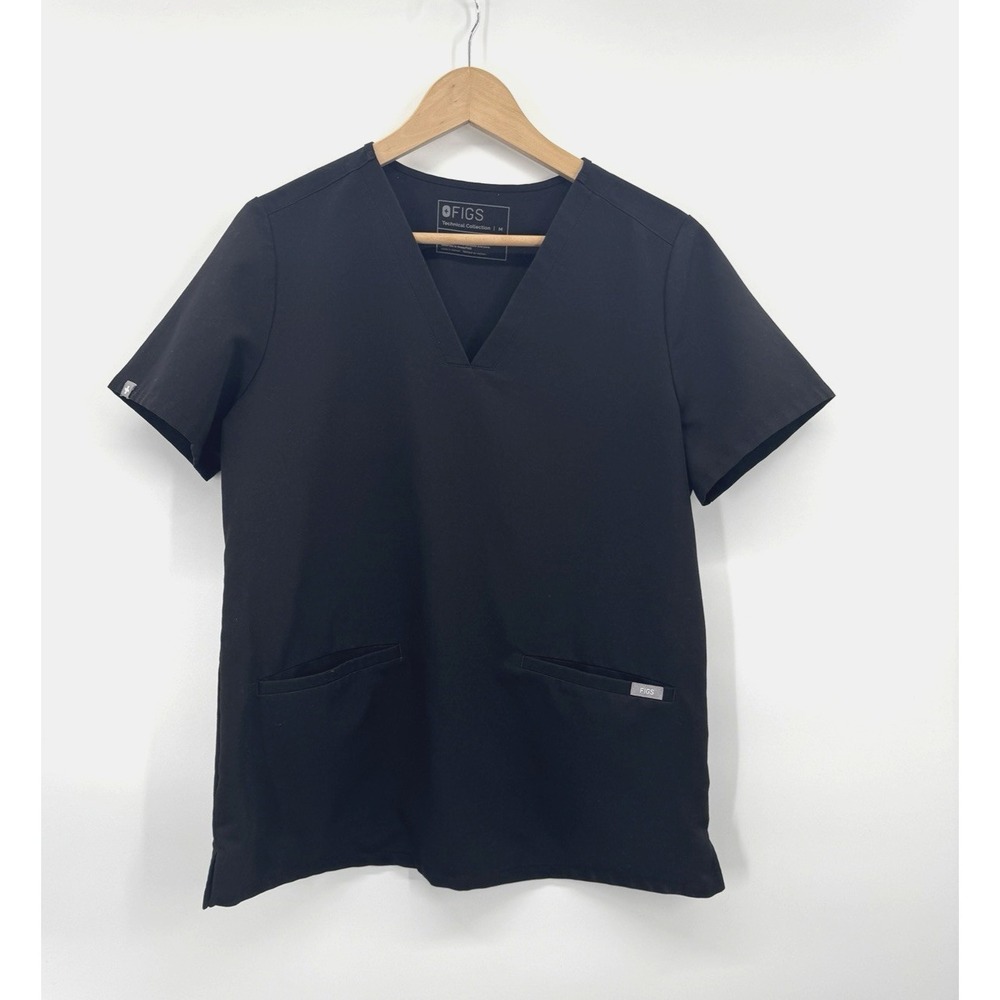 FIGS Casma 3 Pocket Women Medium Black Scrub Technical Collection Medical Utiliy